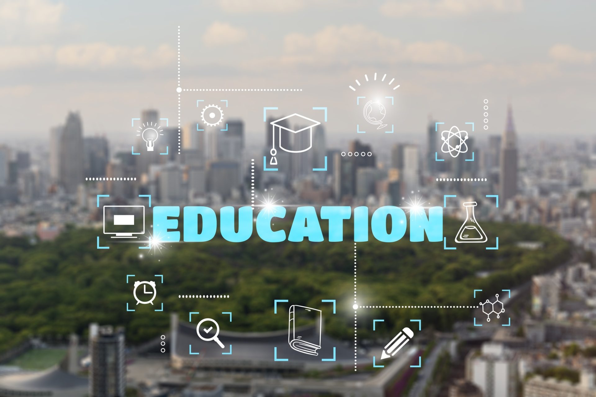 city committed education collage concept